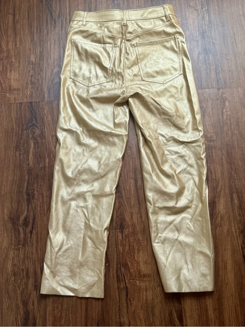 Y2K Express Gold Faux Leather Pants, Size 4